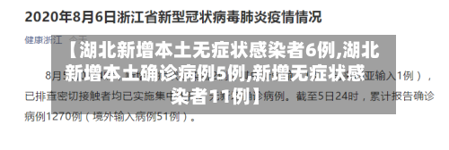 【湖北新增本土无症状感染者6例,湖北新增本土确诊病例5例,新增无症状感染者11例】