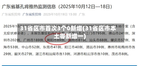31省区市首次3个0新增(31省区市本土零新增一)