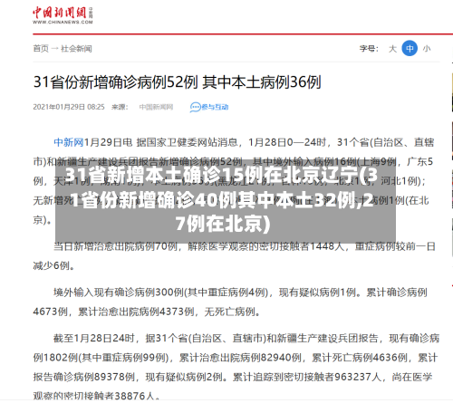 31省新增本土确诊15例在北京辽宁(31省份新增确诊40例其中本土32例,27例在北京)