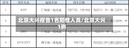 北京大兴报告1名阳性人员/北京大兴1例