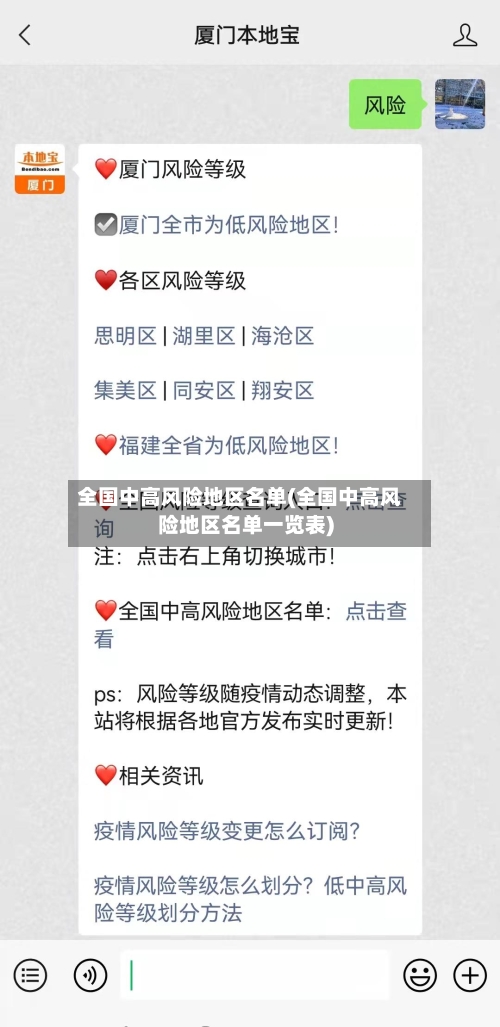 全国中高风险地区名单(全国中高风险地区名单一览表)