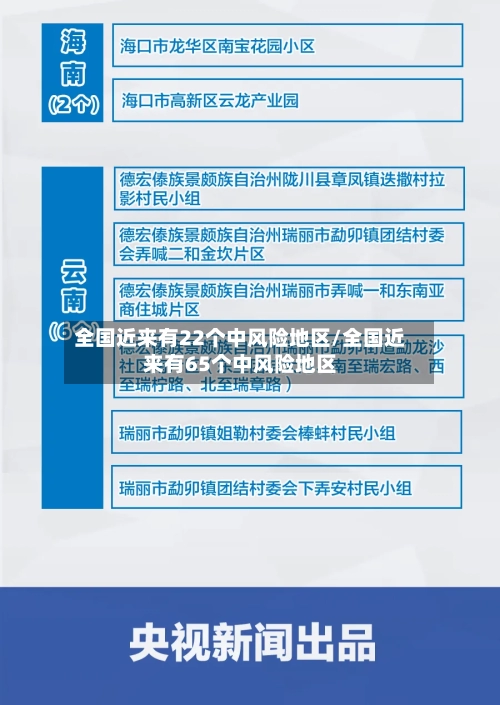 全国近来有22个中风险地区/全国近来有65个中风险地区