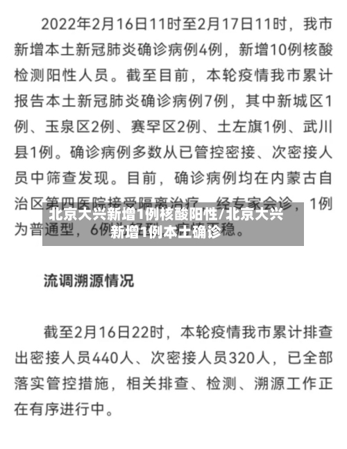 北京大兴新增1例核酸阳性/北京大兴新增1例本土确诊