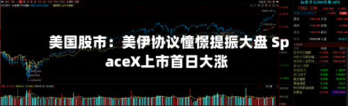 美国股市:美伊协议憧憬提振大盘 SpaceX上市首日大涨